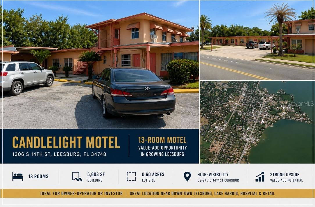 Leesburg FL 13 Room Motel For Sale - Seller Financing with ½ Down $899,000